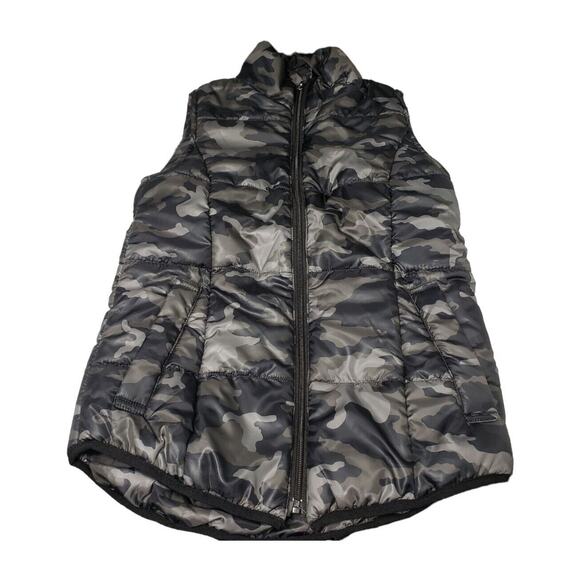 new directions Jackets & Blazers - New Directions Desert Camo Gray Print Sleeveless Puffer Jacket S